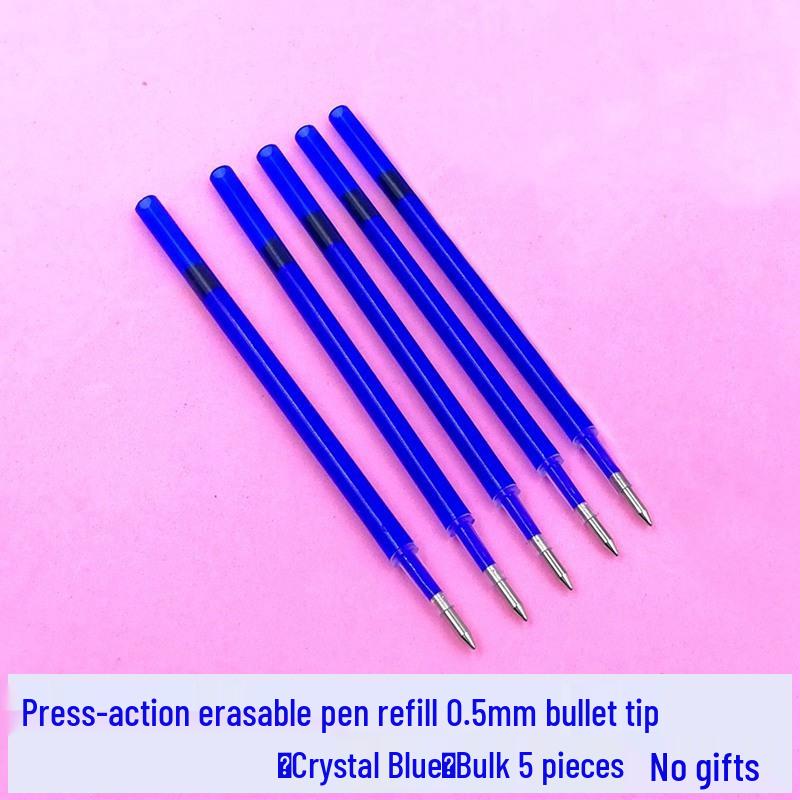 Press To Advance Friction Erasable Gel Pen Refill, 0.5mm Bullet Tip, Crystal Blue Black