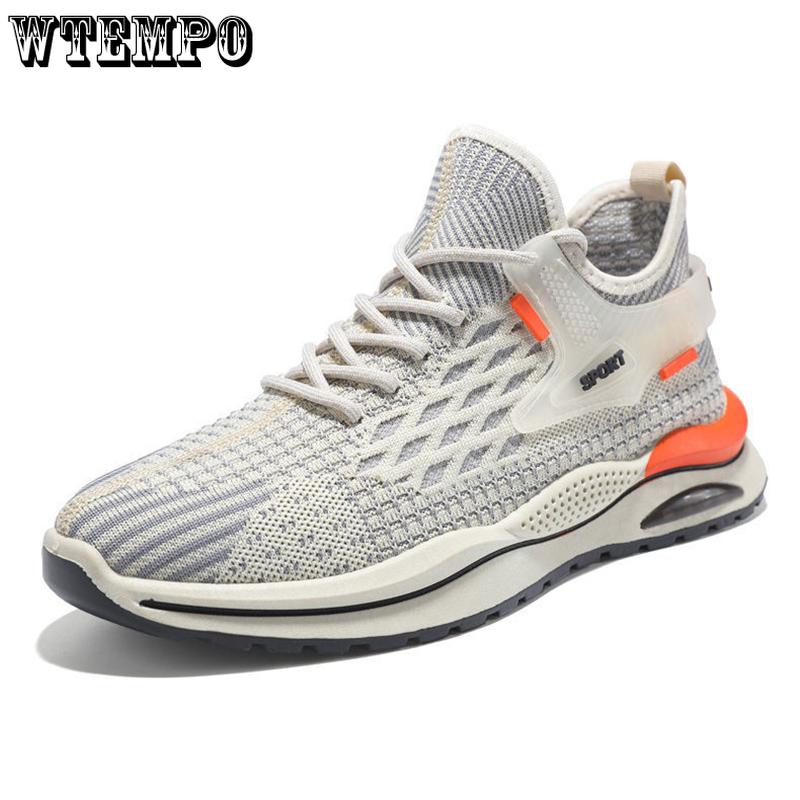 WTEMPO Men's Summer Air Cushion Sneakers Mesh Outdoor Breathable Sport Shoes Thick Bottom Non-Slip Basketball Shoes Casual Running Shoes