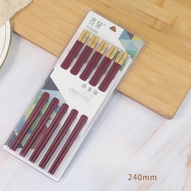 

10Pairs 24.2cm Chinese Chopsticks Sushi Sticks Reusable Korean Chopsticks Set Healthy Alloy Tableware Kitchen Non-Slip Chopstick