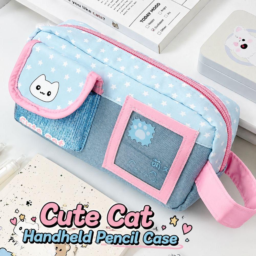 Denim Patchwork Pencil Case Large Capacity Stationery Bag Portable Pen Bag School Office