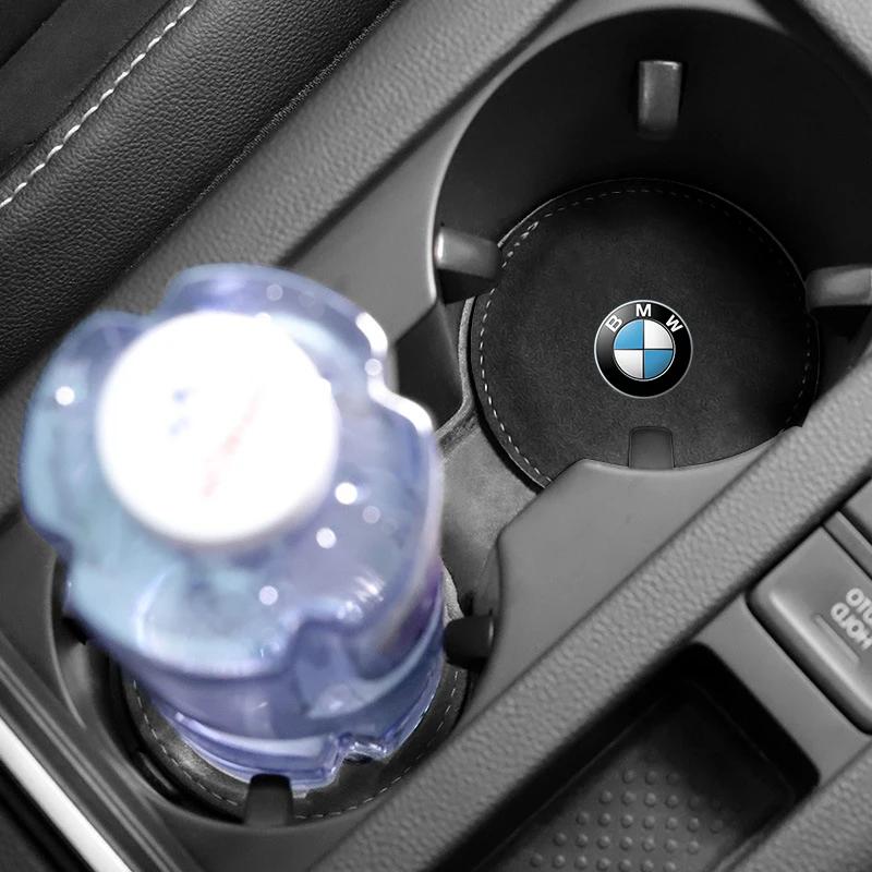 1/2 stuks Auto Bekerhouder Pad PU Leer Sleuf Antislip Onderzetter Mat Voor BMW 50e F30 F10 E90 F20 E46 E60 E70 E39 E36 E87 X6 E30 Z3 Z4