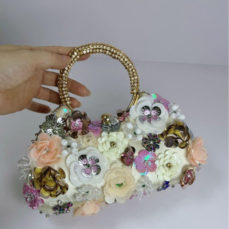 New clutch bag socialite temperament dinner bag sweet floral princess flower bag dress bridesmaid tide абрикосовый