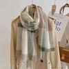 Women's Green Plaid Wool Scarf - Thick, Warm, Knitted Cashmere, All-Match Winter Accessory, Ideal New Year Gift