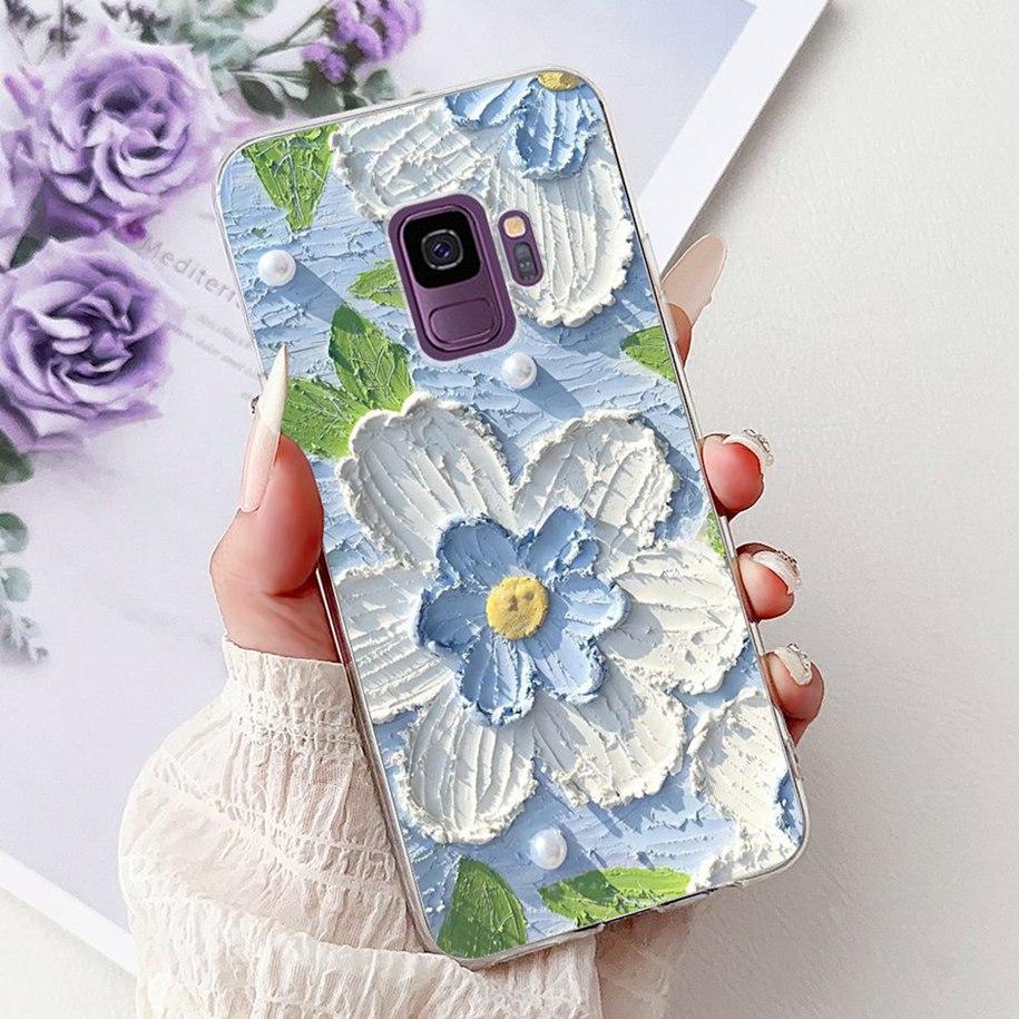 For Samsung Galaxy S9 Case SM-G960F Cover Fashion Flower Soft Slim Back Cover For Samsung S9 Plus S 9 GalaxyS9 S9+ SM-G965F Capa