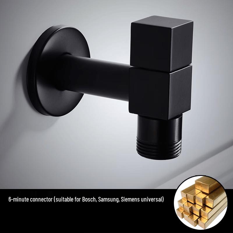 TLXT Black Square Washing Machine Faucet
