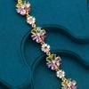 1pc, Elegant Retro Style, Colorful Cubic Zirconia Women'S Bracelet, Gold-Plated Copper, Suitable for Daily Wear And Gift Giving, Four Seasons