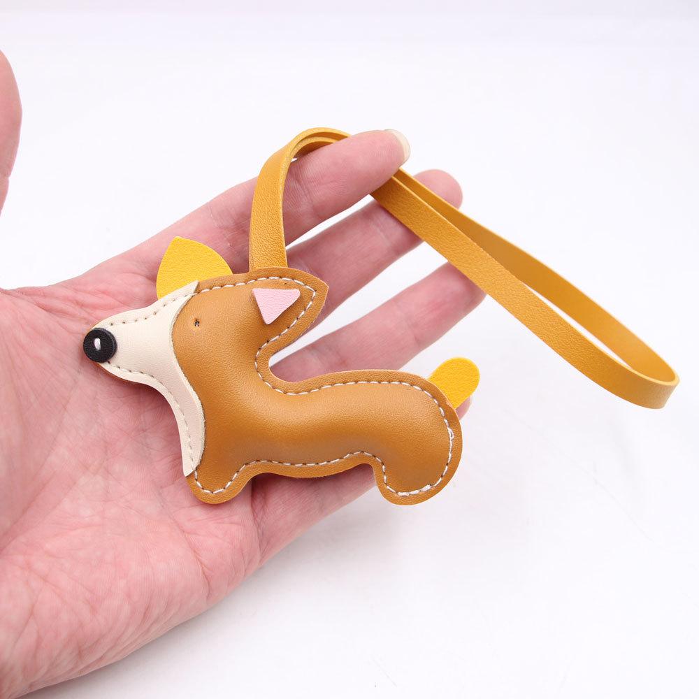 New Cute Multi-Layer Three-Dimensional Corgi Puppy Leather Fashion Luggage Pendant Cute Bag Charm