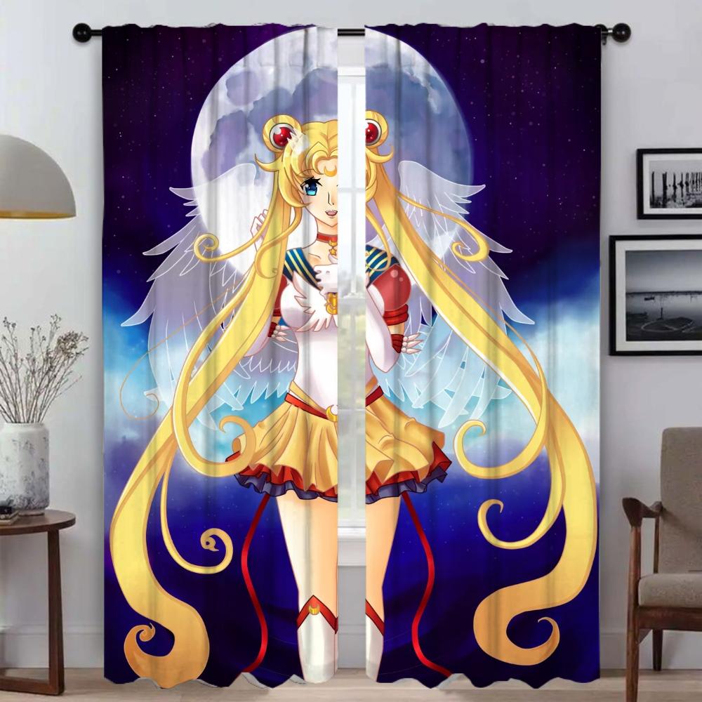 

Шторы от комаров для гостиной Шторы Sailormoon Home Interior Шторы 2 шт Хэллоуин украшения Тюль для спальни W50xH70cmx2pcs-CL