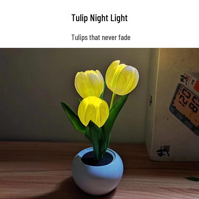 LED Tulip Night Light - Simulated Flower Bouquet for Bedroom Decor and Creative Father's Day Gift