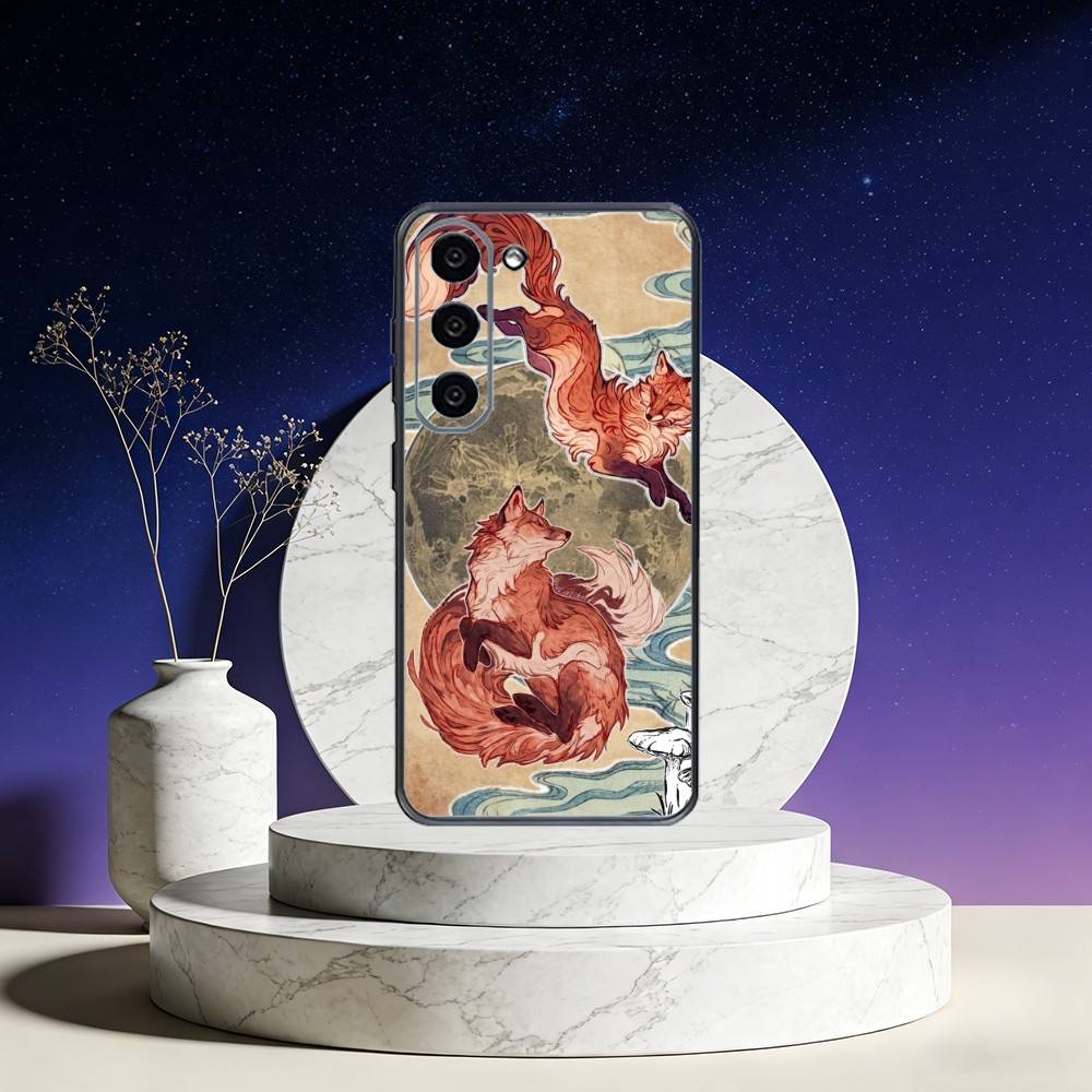 

Cute Fox Cartoon Phone Case For Samsung Galaxy A73,A72,A71,A70,A53,A52,A51,Others Soft Black Cover Samsung a21