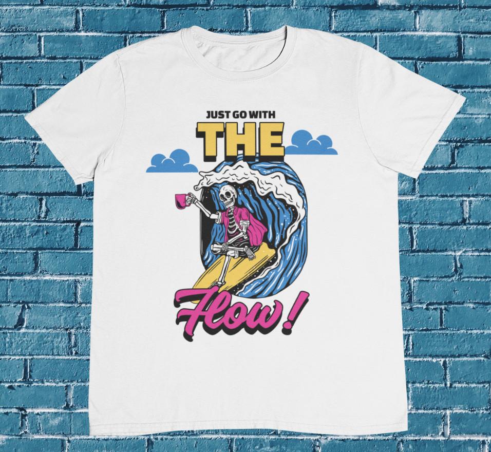 Skeleton Adventures T shirt - Surfing Skeleton - %100 Premium Cotton Unisex T-Shirt M