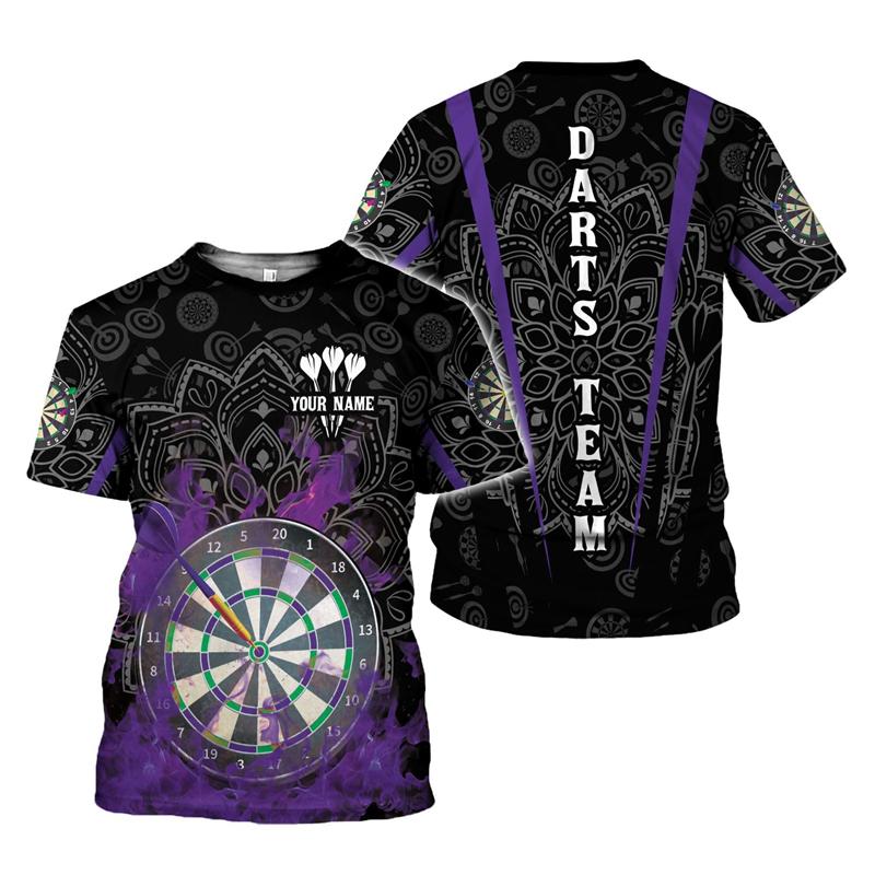 Camiseta Hombre Dardo Impresión 3D Personalizada con Nombre para Aficionados a los Dardos Camisetas Gráficas Tops de Verano Manga Corta Oversize Ropa