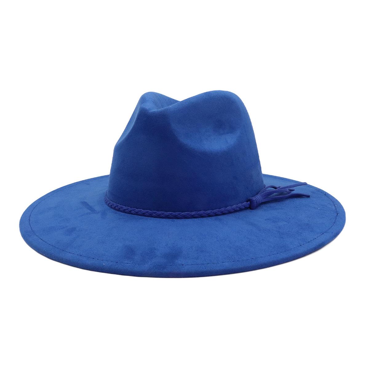Unisex Suède Vilt Fedora Hoed Brede Rand Platte Rand Elegante Klassieke Herenhoed M 56-58cm saffier