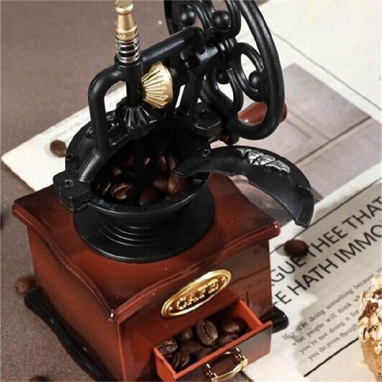 Hand Crank Coffee Grinders Music Box,Mechanism Wind Up Musical Box Wedding Gift Table Ornament Office Home Decorations