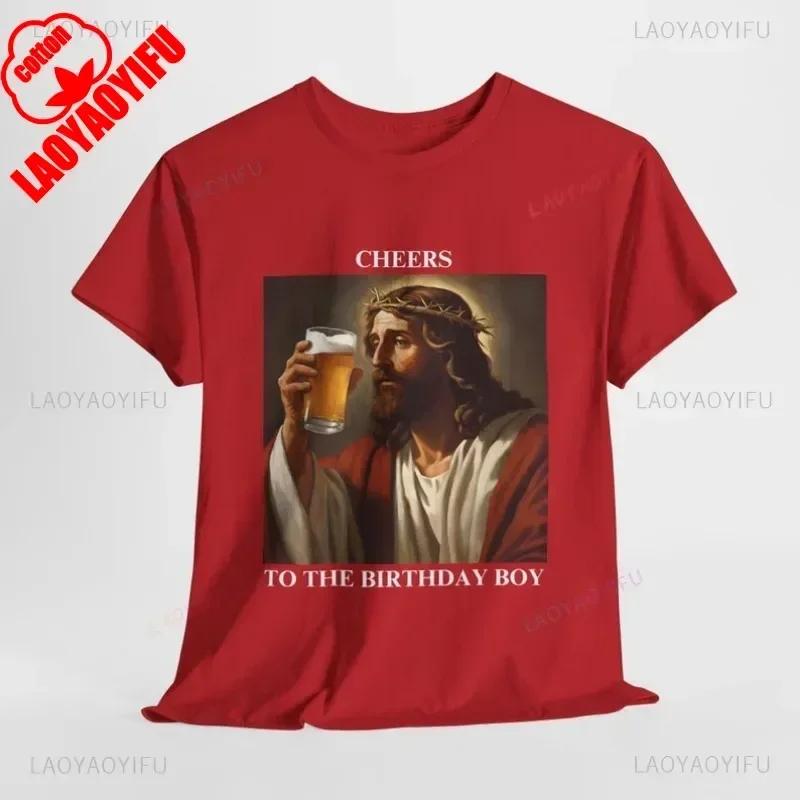 Lustige Weihnachtsgrüße für das Geburtstagskind Jesus Weihnachts-T-Shirt Frau Mann Rot Grün Baumwoll-T-Shirts Neujahr Weihnachten Oberteile