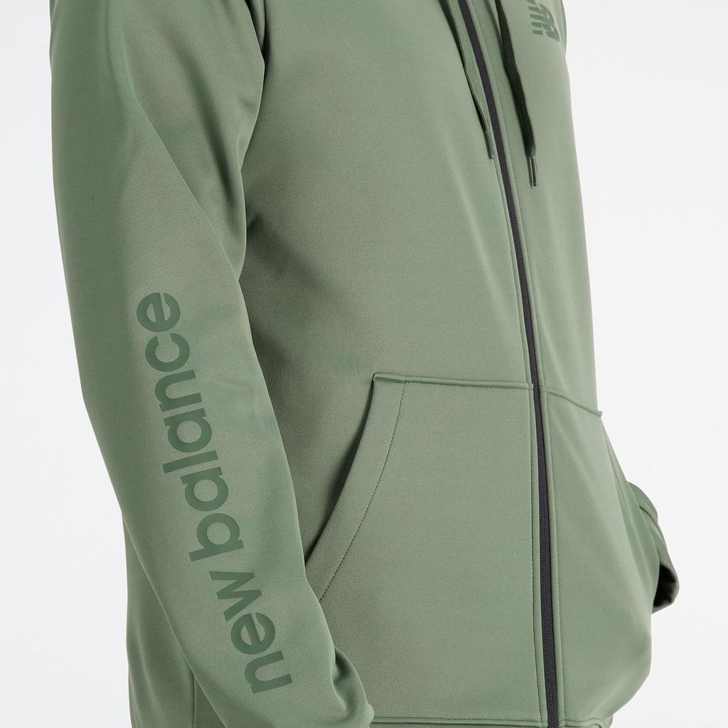 New Balance Tenacity Fleece Hoodie Jacket MJ23020 DGK Olive Size S Full-Zip Men's (Deep Green/Black)