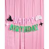 xo, Fetti Happy Birthday Banner - Pink + Green Foil, 4 Ft. | Witch Birthday Decorations, Girls Bday Sign, Kids Wizard Party, Photoshoot Backdrop