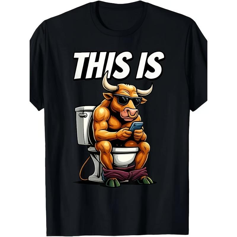 

Смешная саркастическая футболка с графическим принтом Бык на унитазе Это чушь , Удобная повседневная одежда для мужчин, Рубашка с коротким рукавом и круглым вырезом для вечеринок S чёрный