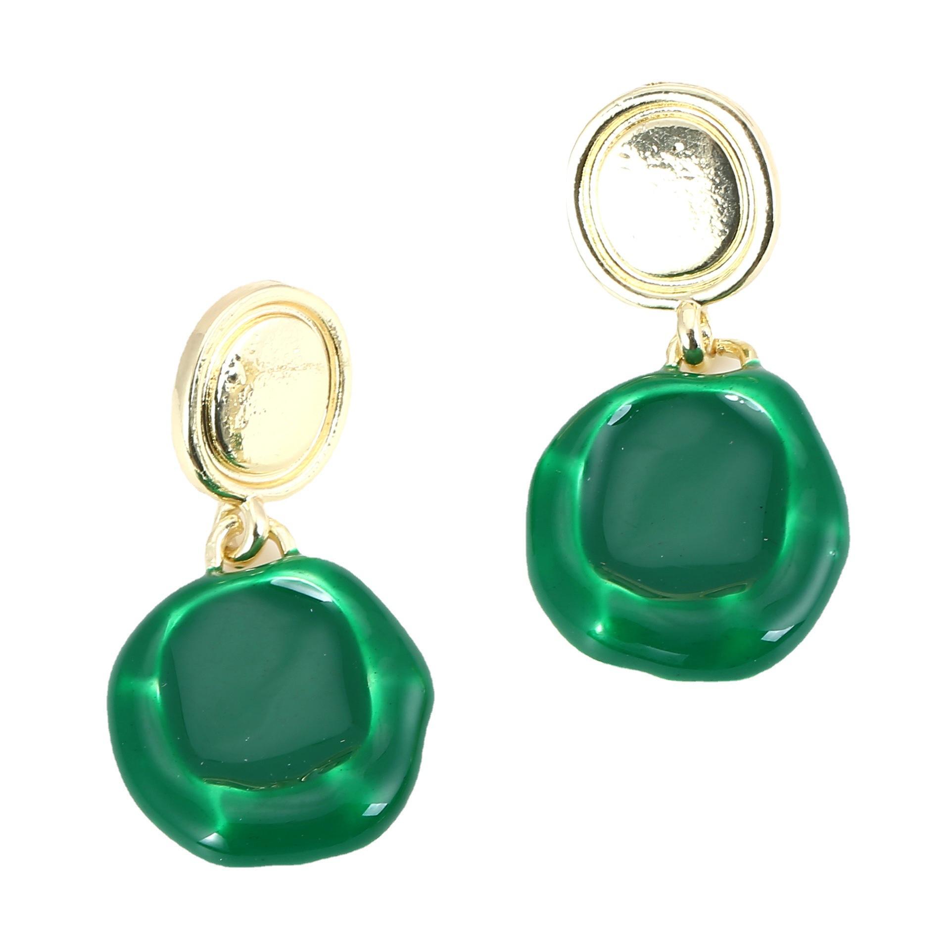 

Эмалевые модные новые серьги, легкая роскошь, элегантные, неправильной формы, свежие и ретро женские серьги-подвески и серьги