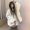 All-match Thick Coat Female Autumn and Winter Korean Version of Lamb Plush Fake Two-piece Stitching Loose Hooded Cotton Jacket
