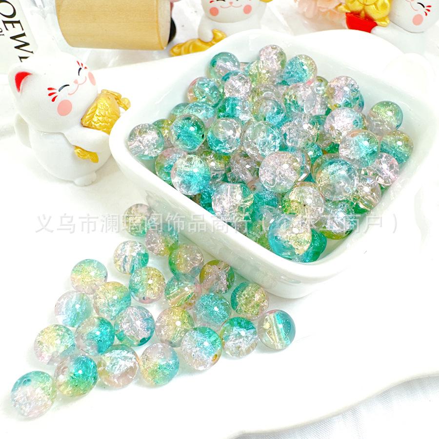 10mm Crackle Glass Round Beads, Loose Spacer Beads DIY Accessories for Bracelet Making 50pcs