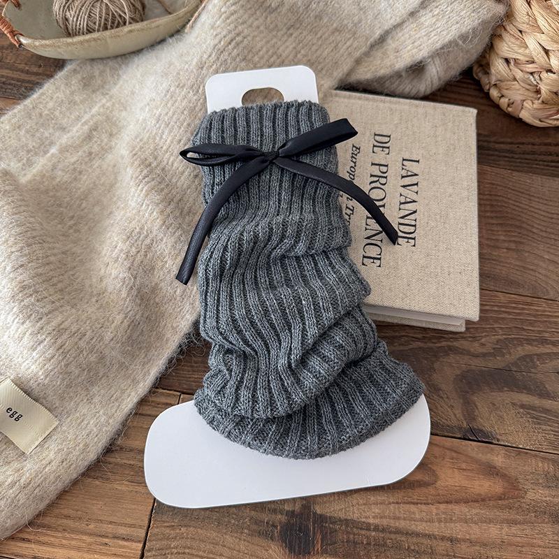 Boots Cotton Socks Cover Spring And Autumn Bow Stacking Socks Ballet Wind Wool Knitted Thickened Warm Calf Cover