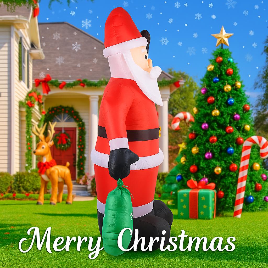 7.9FT Inflatable Toy Santa Claus Gift Bag Xmas Yard Lawn Party Decoration with LED Lights Christmas Home Supplies Ornament Gift