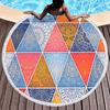 Marble Geometric Pattern Round Beach Towel, Soft Yoga Meditation Mat Picnic Rug Microfiber Lightweight Beach Towels for Boy Girl