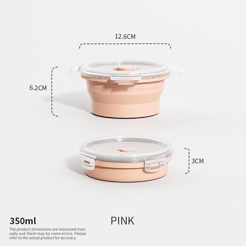Collapsible Food Storage Containers Foldable Silicone Lunch Containers with Lids Rectangle Collapsible Bowls Round Food Bowls 2