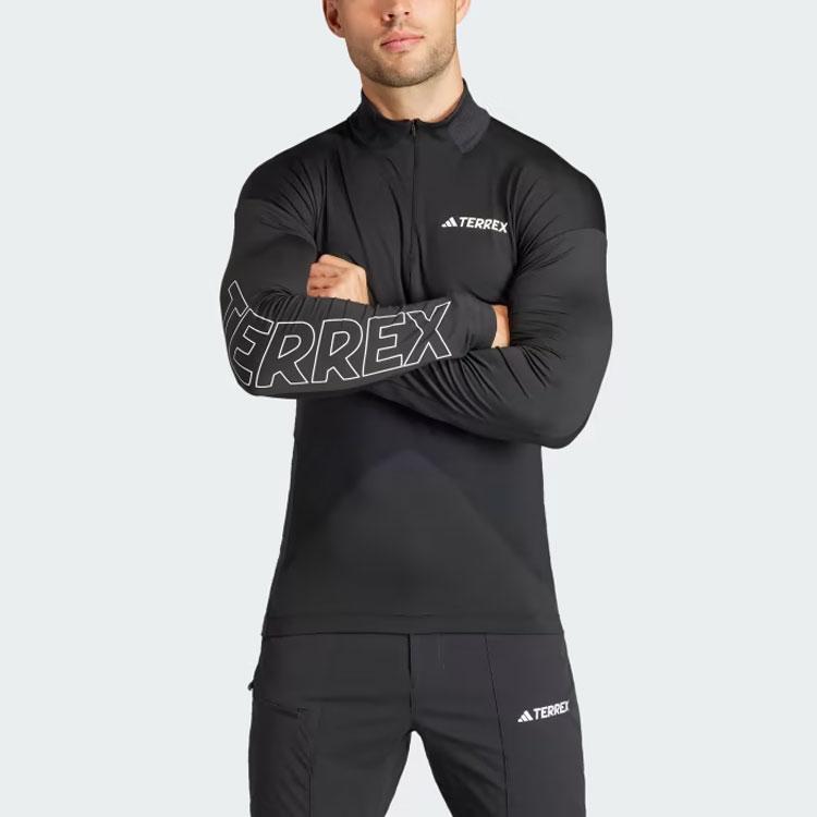 adidas Terrex Xperior Long Sleeve Sweatshirt Letter Print Fitness Top Men Tops Black HZ6252