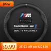 BAFP3 Car Sticker M X1 X3 X5 X6 X7 G20 G30 G70 E36 E39 E46 E90 F10 F15 F25 F30 Leather 3D Embossing Car Steering Wheel Cover Auto