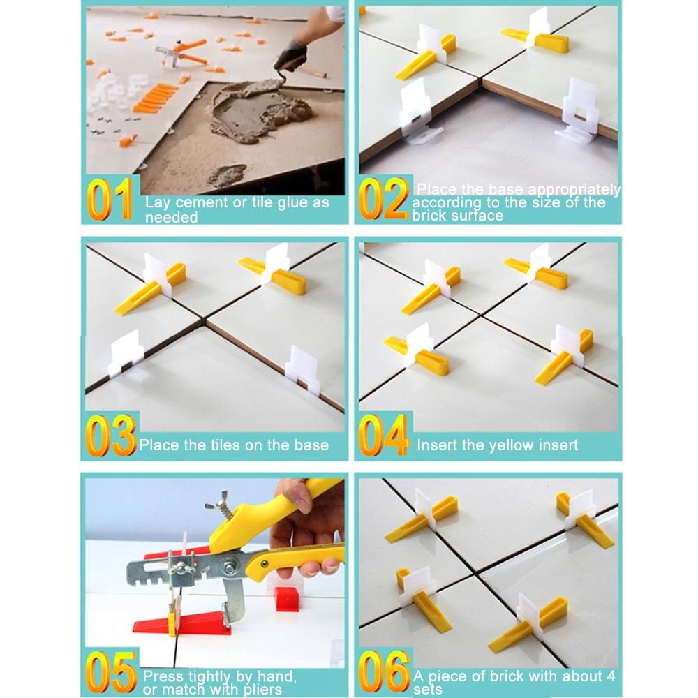 100Pcs HDPP Tile Leveling System Yellow Floor Tiling Tools Tile Leveler Wedges  Home Renovation