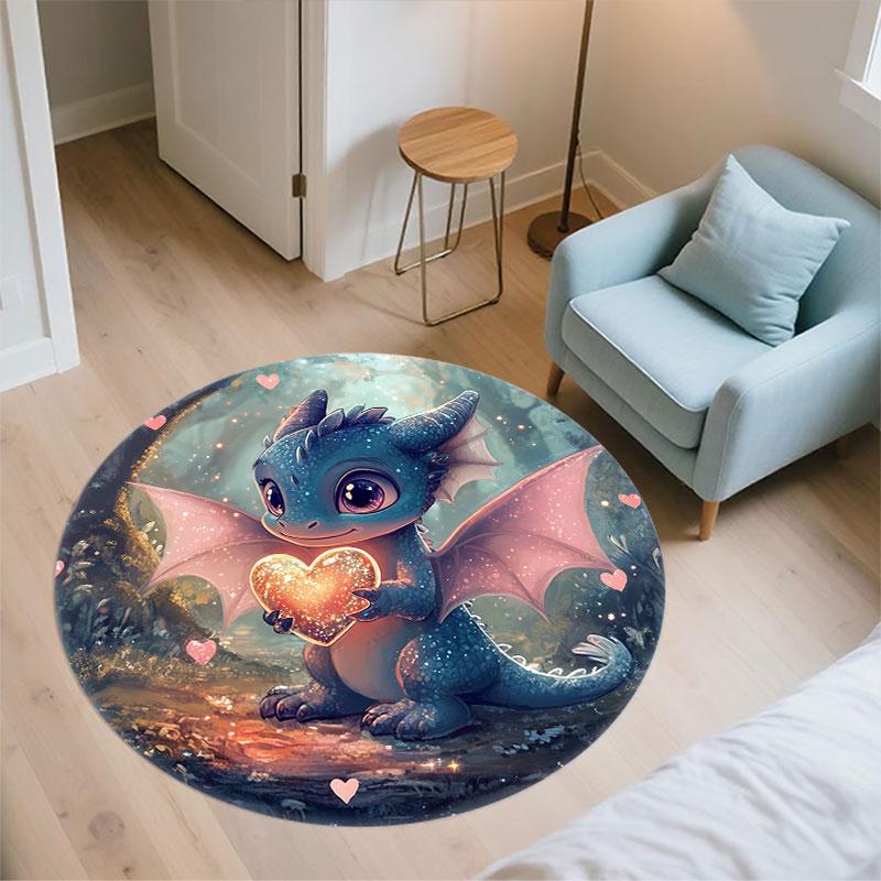 Runder Teppich mit Drachenmuster, Teppich für Wohnzimmer, Schlafzimmer, Spielzimmer, Rutschfeste Bodenmatte, Feiertagsgeschenke und Geburtstagsgeschenke.