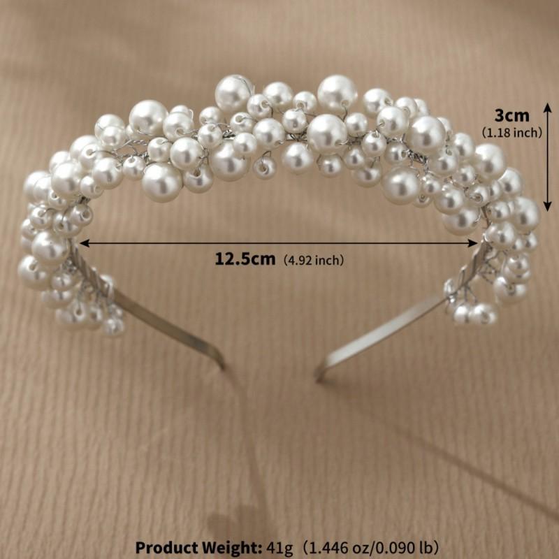 

French Retro Pearl Headband Hand-wound Heavy Work Beaded Wedding Birthday Party All-matching Temperament Headwear