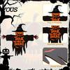 Halloween Window Decoration Wooden Hanging Door Sign, Scarecrow Pumpkin Wizard Ornament, Trick or Home Ornament Treat Plaque, Rustic Party Wall