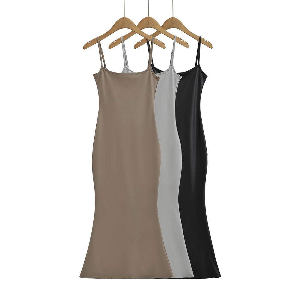 Šaty se sukní typu rybí ocas s tekutým povrchem - Léto 2024, Slim & Elastické boky, Styl americké horké dívky