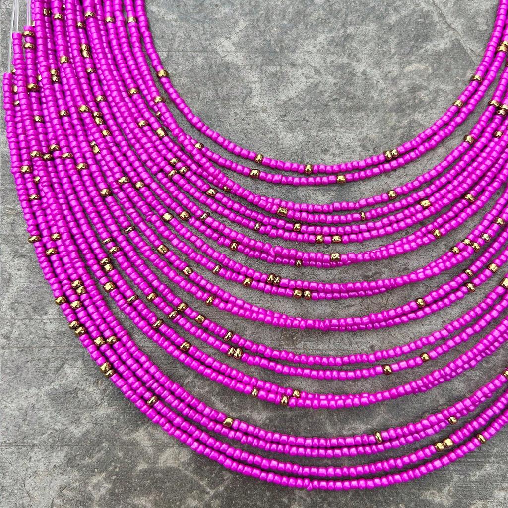 Retro Ethnic Style Rice Bead Necklace Bohemian Multi-layer Beaded Sweater Chain