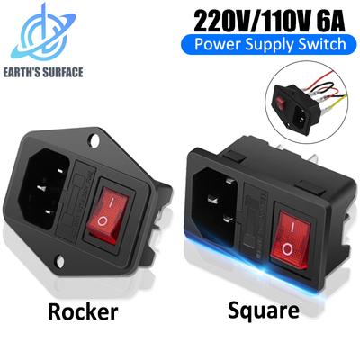3D-Druckerteile 220V 110V 6A Netzschalter Steckerbuchse mit Sicherung für AC-Netzsteckdose Verdrahtungsstecker Anschluss Schalter