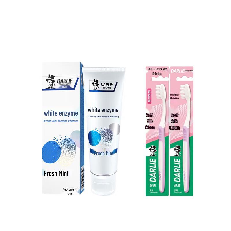 Darlie Fresh Mint White Enzyme Toothpaste with Toothbrushes