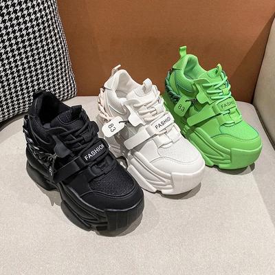 Zapatillas de deporte con plataforma para mujer, zapatos de tenis transpirables vulcanizados para mujer, zapatos de papá gruesos de primavera, zapatos deportivos para correr para mujer 2024