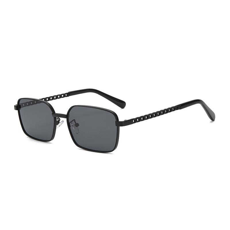 

2025 Summer Square Frame Sunglasses With Aluminum Alloy Material Uv400 For Cycling And Parties BlackGrayLens