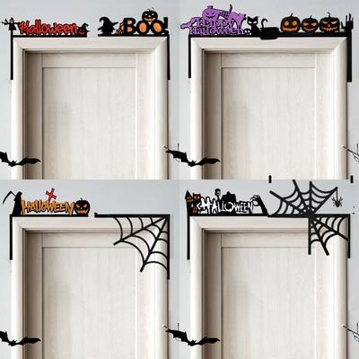 Halloween Door Frame Decoration Door Corner Window Corner Spider Web Ornament Ghost Festival Home Decoration Bat Pumpkin Sticker