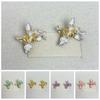 1 pair Luxury Golden and Silver Earrings Zinc Zinc Alloy Metal Flower Ear Studs Enamel Iris Earrings  Girls