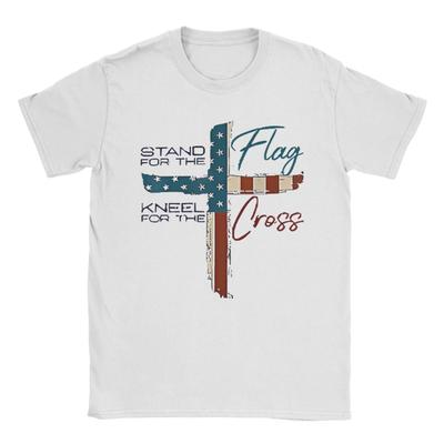 Stand For The Flag Kneel For The Cross T-Shirt Men Veteran's Day Casual Cotton Tee Shirt Round Neck T Shirt Big Size Merchandise