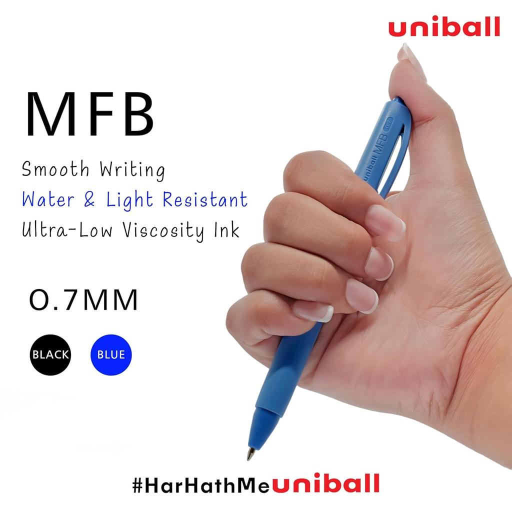 Uni-Ball MFB 0.7mm Black Ink Ball Pen Pack of 12 | Retractable Pen for Office, School & Home Use