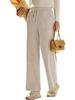2026 Spring Elastic High Waist Lace-Up Corduroy Pants, Wide-Leg, with Pockets, Casual Long Trousers.