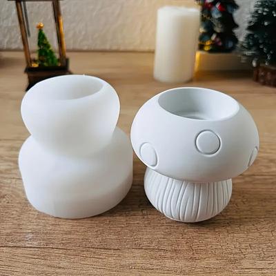 DIY Mushroom Candle Holder Base Silicone Mold Gypsum Aromatherapy Candle Decoration Desktop Ornament Resin Mold Home Handicrafts
