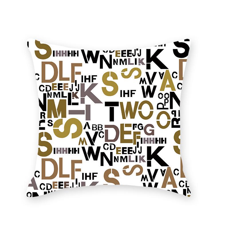 INS Style Faux Soft Throw Pillow Cover - Letter Print Home Decor for Sofa & Living Room