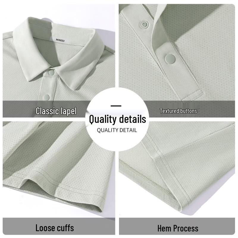 MINISO Men's Quick-Dry Breathable Mesh Polo T-Shirt
