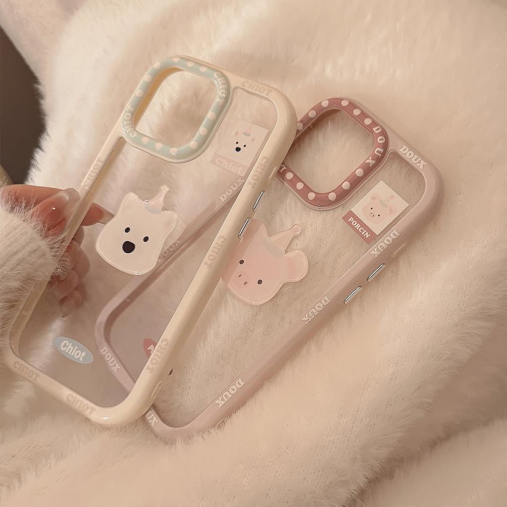 Cute Animal Avatar Suitable for IPhone 16 Mobile Phone Case Apple 15 Three Dimensional 14Pro Max Acrylic 13
